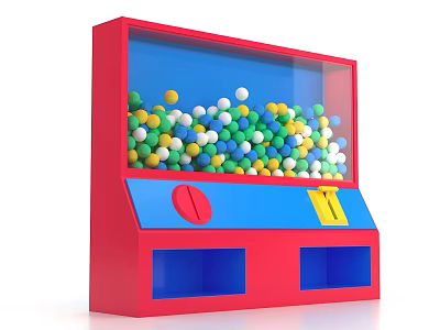 Interactive Zone Featuring Red Gumball Machine With Colorful Balls Coin Slot And Dispenser 3d model