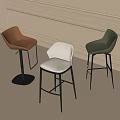 Modern Upholstered Bar Stools in Brown Gray Green with Metal Legs and Minimalist Design