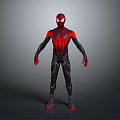 Spider Man 3D Model With Red And Black Suit Spider Web Pattern And Mask