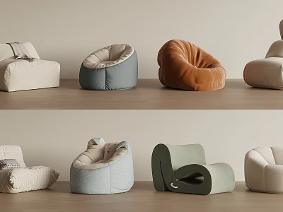Modern Bean Bag Chair Collection With Various Styles And Color Options For Living Room 3d model