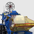 Blue Building Block Space Rover with Large Wheels Transparent Yellow Section and Antenna