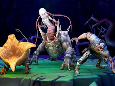 Game and Movie Characters Featuring Horned Monster Cyborg Plant Creature and White Haired Figure 3d model