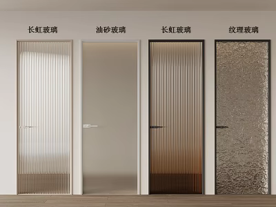 Modern Hinged Doors Featuring Ribbed Oiled Sand and Textured Rose Glass Designs 3d model