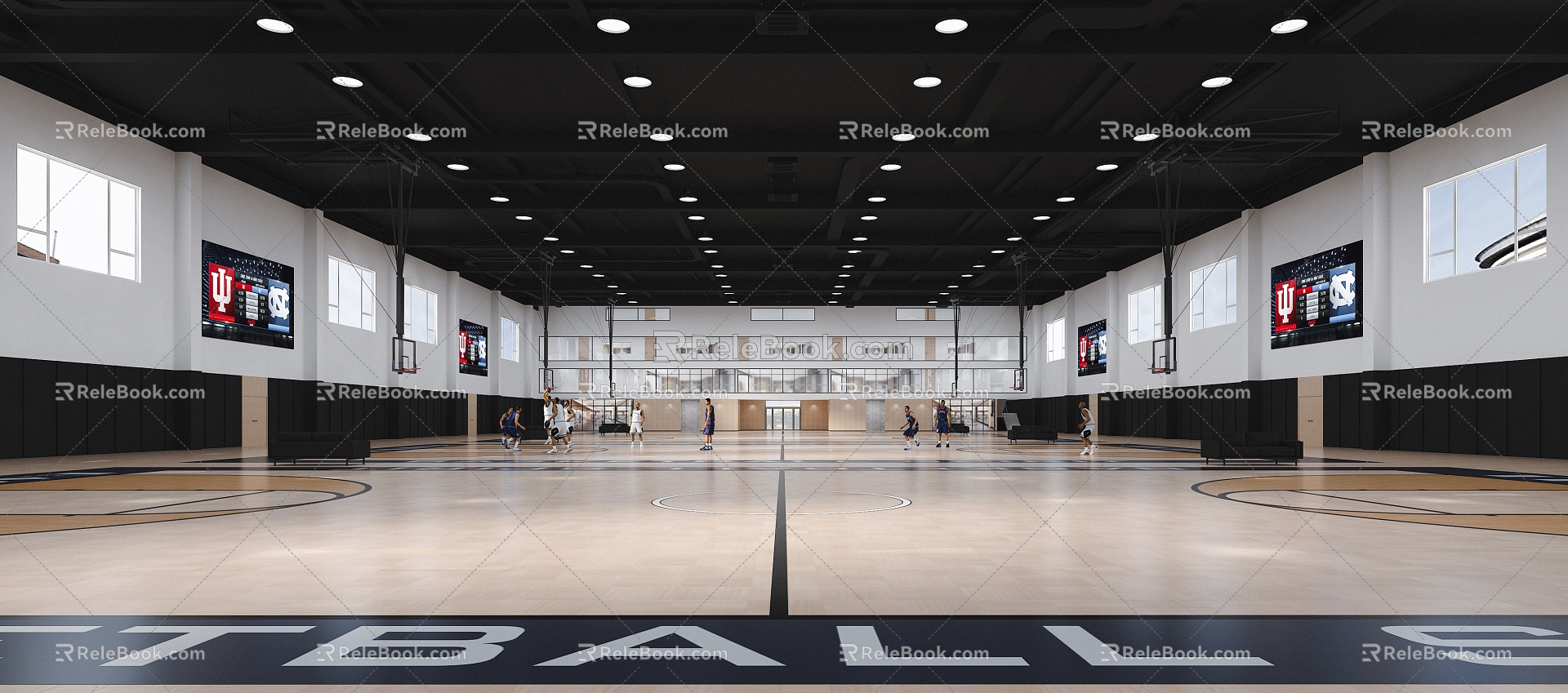 basketball hall basketball court indoor court wind and rain playground school workshop basketball 3d model