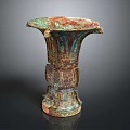 Ancient Chinese Bronze Vessel With Flared Rim Intricate Patterns And Patina