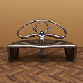 Modern Artistic Public Chair With Curved Metal Structure And Sculptural Backrest