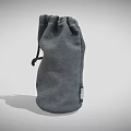 Gray Cotton Drawstring Storage Pouch for Everyday Use with Adjustable String 3d model