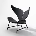 Modern Black Leisure Chair With Unique Wing Shaped Backrest And Metal Frame