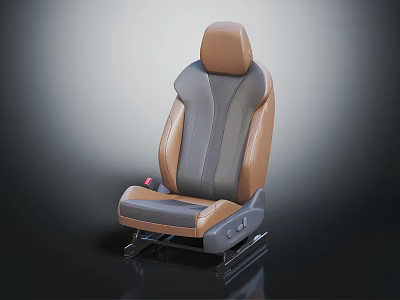 Modern Car Seat Design With Brown And Gray Leather Upholstery And Backrest 3d model