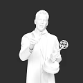 Game And Movie Character In Suit With Bow Tie Holding Trophy On Dark Background