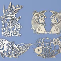 Decorative Carved Fish Paper Cut Art With Intricate Patterns And Details
