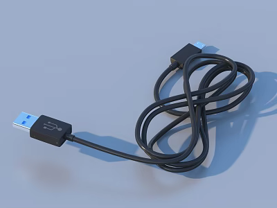 Essential Daily Life Black USB Charging Cable For Fast Data Transfer And Device Charging 3d model