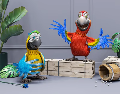 Modern toy naughty parrot 3d model