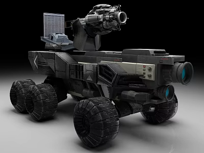 Futuristic Military Reconnaissance Vehicle With Solar Panel And Heavy Weapon 3d model