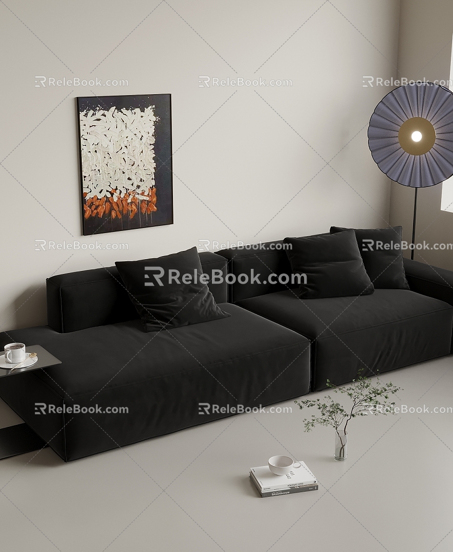 Middle-style double sofa 3d model