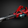 Red Handheld Weapon Featuring Black Barrel Green Tank And Modern Design 3d model