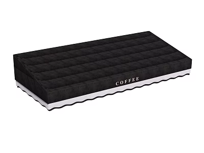 Black Striped Coffee Tray With White Wavy Edge And Coffee Label 3d model