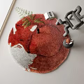 Round Carpet with Red and White Fox Pattern for Home Decor 3d model