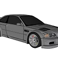 Silver BMW Performance Sports Car With Aerodynamic Design Alloy Wheels Hood Vents And Rear Spoiler