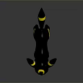 Umbreon Pokemon Gaming Character With Black Body Yellow Rings And Red Eyes
