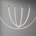 Contemporary Modern Chandelier with Curved White Tubes and Gold Finials for Elegant Interior Lighting