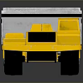 Yellow Dump Utility Vehicle With White Bed And Black Wheels 3d model