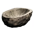 Natural Stone Washbasin with Irregular Shape and Textured Surface for Rustic Bathroom Decor 3d model