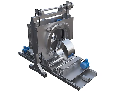Industrial Equipment With Metal Frame Rotary Drum Blue Components And Base Platform 3d model