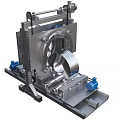 Industrial Equipment With Metal Frame Rotary Drum Blue Components And Base Platform