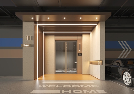 Modern underground unit entrance 3d model