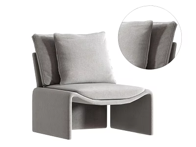 Modern Light Gray Upholstered Single Sofa With Comfortable Backrest And Soft Cushions 3d model