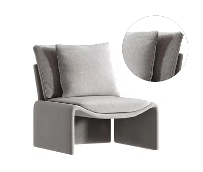 Modern Light Gray Upholstered Single Sofa With Comfortable Backrest And Soft Cushions 3d model
