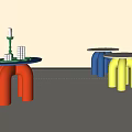 Colorful Modern Side Tables With U Shaped Legs And Tabletop Decor 3d model