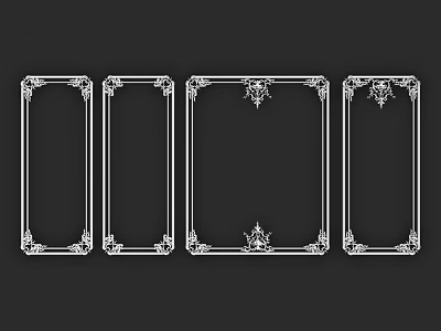 Decorative Frame Components With Four Ornate Designs On Black Background 3d model