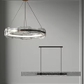 Modern Circular Glass Chandelier With Illuminated Ring And Metal Hanging Chains Design