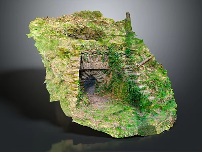 Ancient Stone Archway With Moss Covered Steps And Lush Green Vegetation 3d model