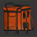 Orange Storage Tote Bag With Black Straps And Multiple Compartments Design 3d model