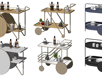 Commercial Equipment Mobile Utility Carts With Multi Tier Shelves And Modern Designs 3d model