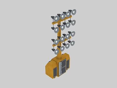 Modern Lighting Fixture Combination With Vertical Arrangement Of Circular Lamps And Metal Frame 3d model