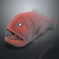 Red Deep Sea Fish With Large Mouth Sharp Teeth Big Eyes And 3D Rendered Model 3d model