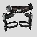 Leather Tactical Headband With Circular Gauge Metal Buckles And Adjustable Straps
