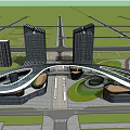Modern Office Building Complex With Curved Design And Surrounding Green Areas