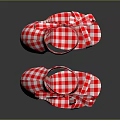 Fashionable Red And White Checkered Open Toe High Heels With Bow Tie Laces