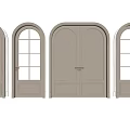 Light Green Hinged Doors With Arched Top Glass Panes And Golden Handles Modern Design
