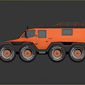 Six Wheel Orange Military Vehicle With Roof Rack Headlights And Rugged Design