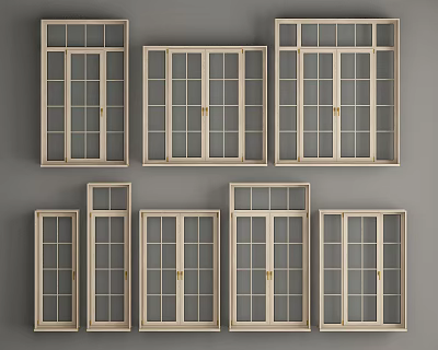 High Quality Wooden Casement Windows With Classic Mullion Design For Home Interiors 3d model
