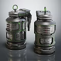 Intricate Futuristic Mechanical Devices With Green Accents And Metallic Surface Design