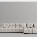 Modern Modular Sectional Sofa with Light Colored Square Modules and Soft Cushions 3d model