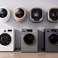 Different Types of Wall Mounted and Freestanding Washing Machines in Various Colors
