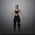 Woman With Braided Hair Wearing Black Crop Top And Cargo Pants Standing Against Gray Background